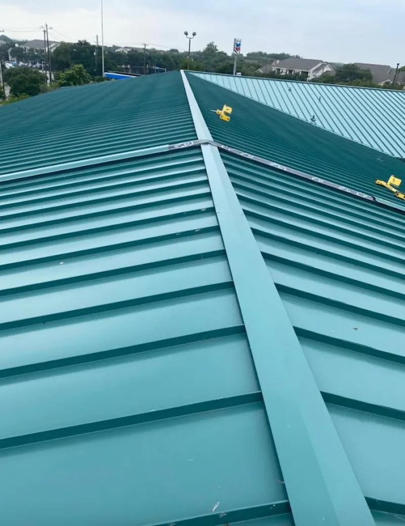 Green commercial metal roof ridge and valley for Metal Roof Repair in Scotts Valley
